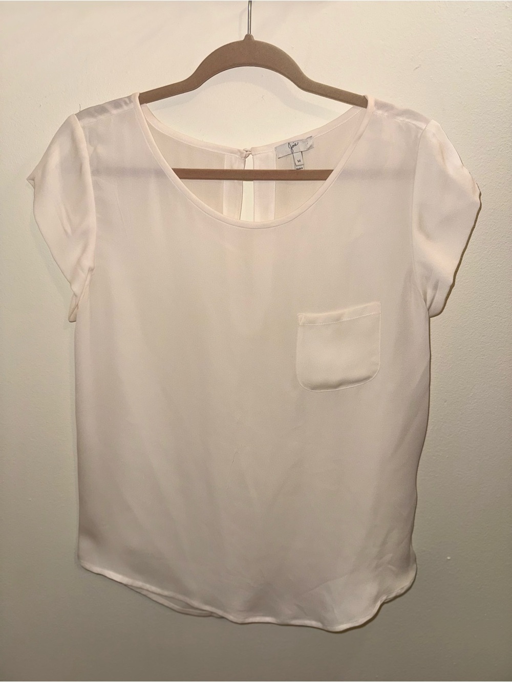 Joie Ivory Silk Short Sleeve Pocket Blouse